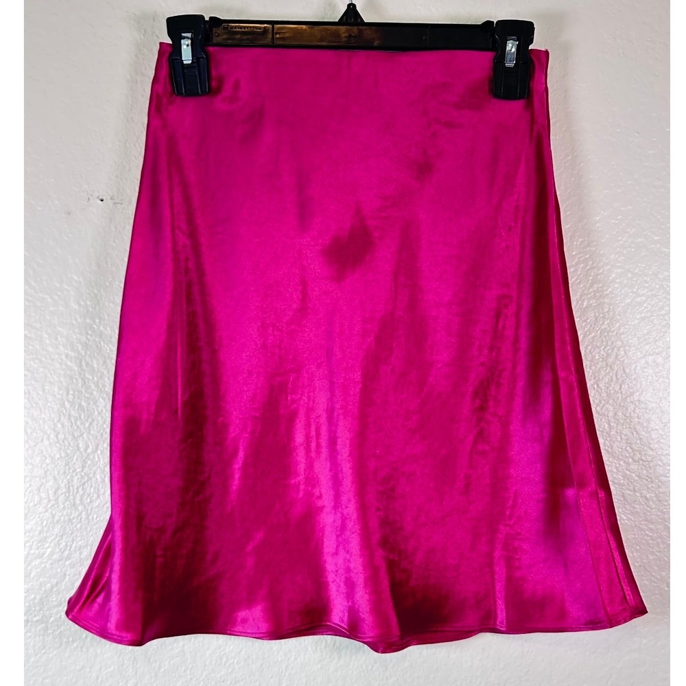 Babaton Aritzia Magenta Pink Satin Midi Skirt Dopamine Festival Size 2
